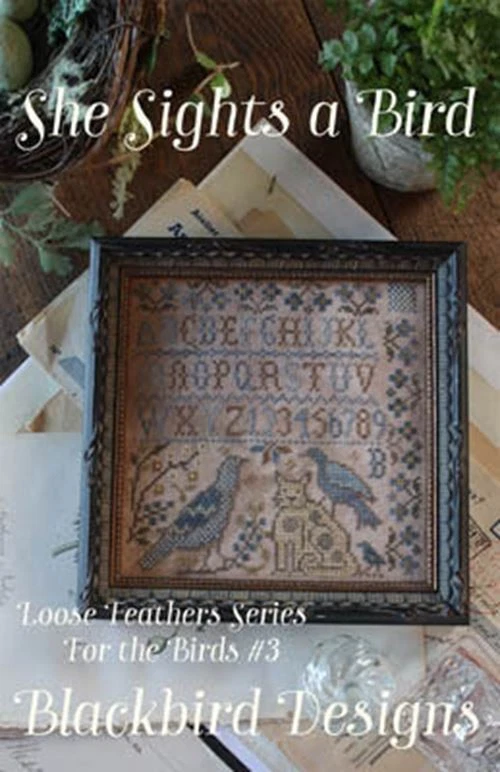 She Sights A Bird by Blackbird cross stitch pattern - Image 1 of 1