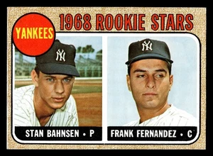 1968 Topps Yankees Rookies Stan Bahnsen, Frank Fernandez #214 quasi nuovo - Foto 1 di 2