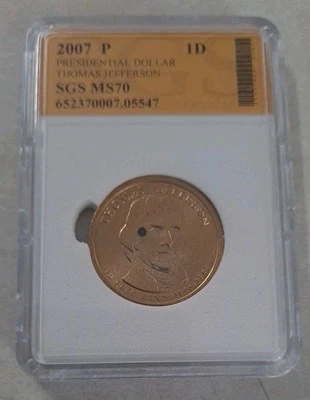 SGS 2007 P MS70 Thomas Jefferson $1 Coin - Image 1 of 2