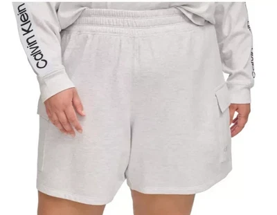 Calvin Klein 女式工装短裤法国特里休闲希瑟灰色 XXL 码 — 第 1/4 张图片