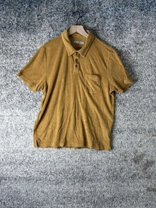 Outerknown Polo Shirt Mens Large Mustard Terry Cloth Chest Pocket Organic Cotton - Picture 1 of 7