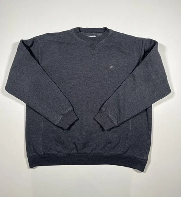 Sudadera Fila Para Hombres XL Gris Carbón Cuello Redondo Forrada de Vellón Pullover Pequeño Logo Foto 1 de 4