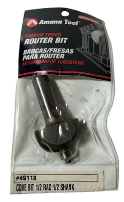 Amana 49118 Carbide Tipped Cove Bit NEW 1/2 Radius X 1 3/8 Dia X 3/4 X 1/2 Inch - Image 1 of 3