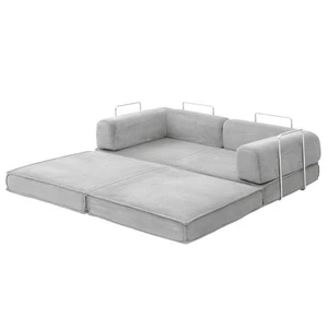 Artiss Convertible Folding Sofa Bed Grey - Picture 1 of 7