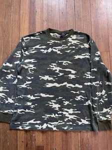 Camisa Vintage Bugle Boy Talla L Woodland Camuflada Manga Larga Térmica Grunge Y2K - Imagen 1 de 5