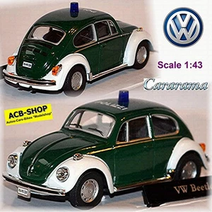 VW Volkswagen Maggiolino 1302 Polizia Maggiolino 1970-72 verde + bianco 1:43 Cararama - Foto 1 di 5