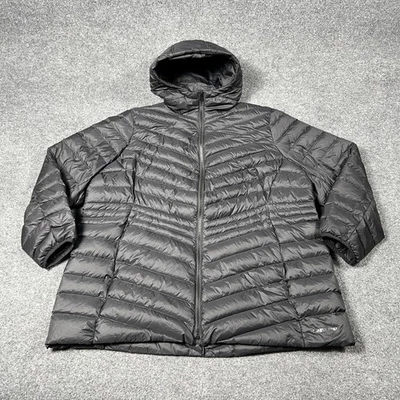 Lands' End Jacket Womens 2X Black Hooded Down Puffer Coat Plus Size Quilted - Image 1 of 4