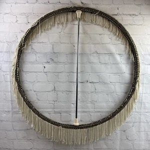 VTG Twirling Hoop Baton 24" Frill Gold Sequin Cheerleader Marching Band 60s 70s - Picture 1 of 9