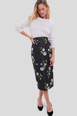 Nueva Falda Lápiz Para Mujer Emilia Wickstead Elegante Lorelei Floral Moire Reino Unido 6/Estados Unidos 2 Foto 1 de 4