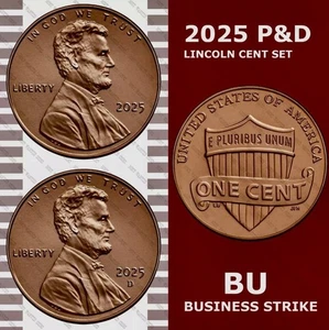2025-P & D Lincoln Shield Cent (1 each) Mint Uncirc, RED From OBW ROLL * IN STk* - Picture 1 of 4