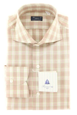 Camisa a Cuadros Crema Finamore Napoli - Delgada - (FN822175) Foto 1 de 4