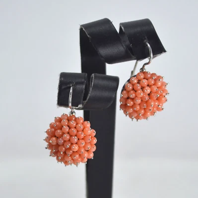 ORECCHINI ARGENTO 925 PICCOLO RODIATO CORALLO ROSA  MONACHINA MOLLA   AGHT 0916P - Immagine 1 di 3