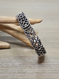 925 Sterling Silber Vintage Keltisches Knoten Muster Armreif Armband Größe 7 3/4 - Bild 1 von 6
