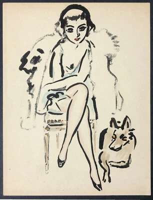 LITOGRAFÍA Fauve Original ~ Kees Van Dongen ~ 1925 París MUJER con PERRO Foto 1 de 4