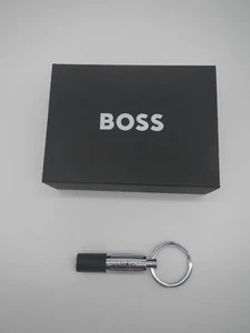 HUGO BOSS : PORTACHIAVI ACCIAIO/PELLE "PURE" 1 ANELLO COLORE NERO - Picture 1 of 1