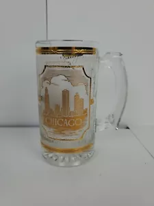 Vintage Culver 22K Gold Beer Glass Mug Stein Chicago Skyline USA NOS - Picture 1 of 6