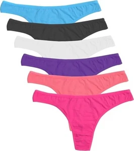 6 Pack Women's Thongs Cotton Breathable Panties Bikini Sexy Hot Underwear S-XL - Picture 1 of 18