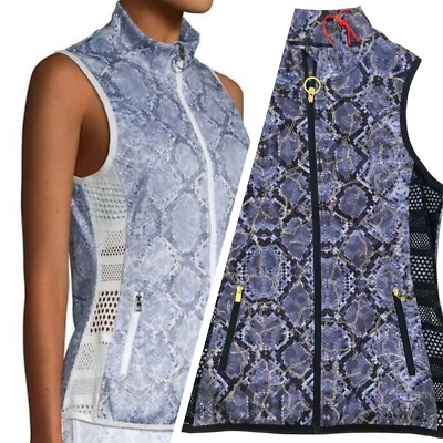 Blusa nova com etiquetas Roberto Cavalli Sport Multi Estampa de Cobra Zíper Roupa Ativa Tamanho P, M $290 - Imagem 1 de 4