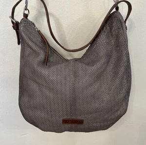 Liebeskind Berlin Gray Snake Print Leather Slouchy Hobo Shoulder Crossbody Bag - Picture 1 of 14