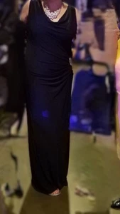LAUREN RALPH LAUREN Evening Women's navy evening gown dress size 14W sleeveless - Picture 1 of 10