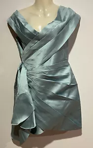 Blue Off Shoulder Short Lined Dress/Pleated /Zip Size8 New/ Tags - Picture 1 of 8