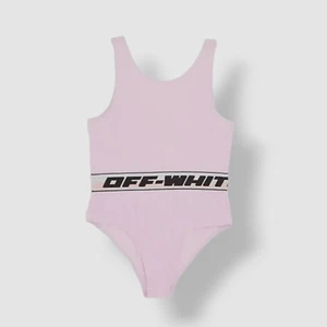 $225 Off White Kid's Girl's Pink Logo Band Stretch One Piece Swimsuit Size 4 - Picture 1 of 3