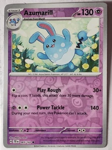 REVERSE HOLO Azumarill 065/162 NM/M - Carta Pokemon Forze Temporali - Foto 1 di 2