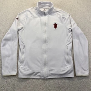 Indiana Hoosiers Adidas Jacket Womens Large White Full Zip Waffle Knit - Picture 1 of 10