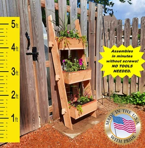 Tiered Vertical Garden Standing Tower Ladder Planter Outdoor Patio Balcony Deck - Picture 1 of 6