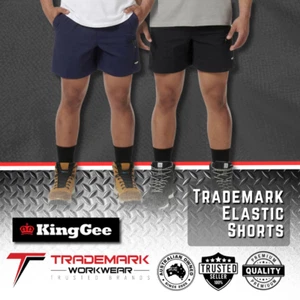 King Gee Mens Trademark Elastic Waist Work Shorts (K17009) 67-112R RRP79.95 - Picture 1 of 8