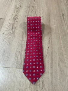 Ermenegildo Zegna Red Geometric Square Print 100% Silk Neck Tie 59" - Picture 1 of 4
