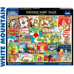 VINTAGE FAIRY TALES 1000 pc super deluxe Jigsaw Puzzle WHITE MOUNTAIN 1953pz - Picture 1 of 10