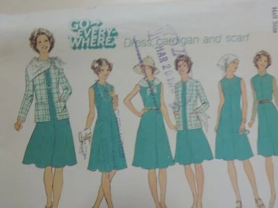 1970s Simplicity 7360 Miss Sleeveless Dress/Jacket/Scarf SZ 20.5 B: 43" Complete - Image 1 of 4