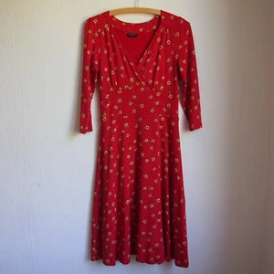Vive Maria Kleid Gr. S Rot Beige Polkadot Blumen Muster Jersey Wickeloptik - Bild 1 von 11