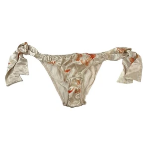 Victoria’s Secret 100% Silk Bikini Panties Y2K Side Tie String Large Sheer Satin - Picture 1 of 5