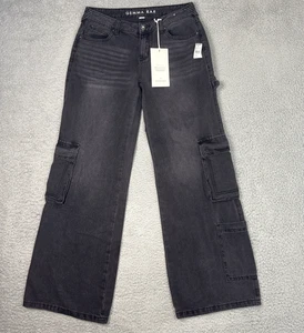 Gemma Rae Cargo Wide Leg Low Rise Size 7/28 Black Wash NWT Tilly’s - Picture 1 of 9