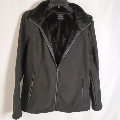 ZeroXposur Black Softshell Jacket Women’s Size L Fleece Lined Hooded Great - Image 1 of 4