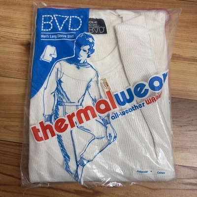 Camisa Térmica BVD De Colección NUEVA Mediana Tejida Waffle Manga Larga EE. UU. Años 80 Fechada 1980 Foto 1 de 4