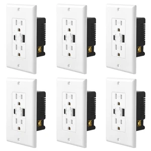 6 paquetes de cargador de pared USB toma de corriente receptáculo carga rápida 5,8 AMP UL listado - Imagen 1 de 12