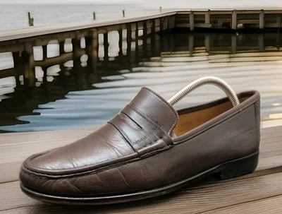 Zapatos Mocasines Bruno Magli Treat Penny Talla 9.5 W Ancho Usado Cuero Marrón Italia  Foto 1 de 4