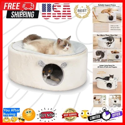 Durable Removable Cover Cat Cave: Fluffy Enclosed Bed for All Cats & Puppies - Image 1 of 4