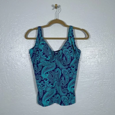 Camiseta de natación Title Nine 36DD azul púrpura estampado cachemir con aros Foto 1 de 4