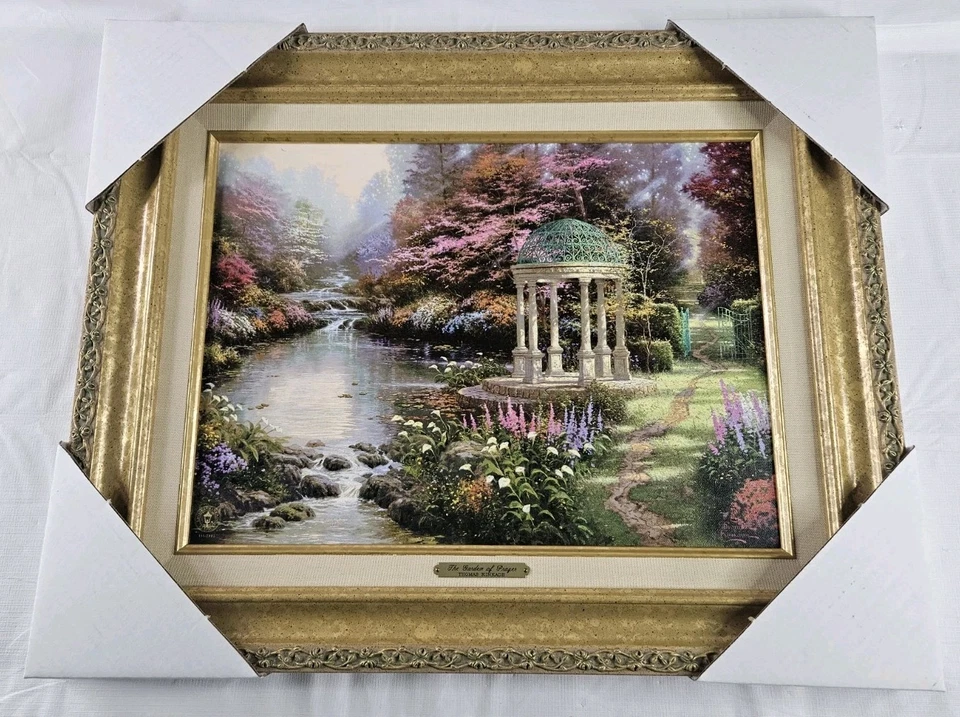 Thomas Kinkade El Jardín de la Oración 21.5" x 17.25" Certificado de Autenticidad Edición III 2002 Foto 1 de 4