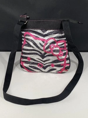 Hello Kitty SANRIO Crossbody Bag Womens Small Zebra Sequin Shoulder Purse 2013 - Image 1 of 4