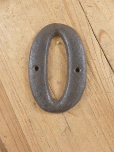 Rustic BROWN Cast Iron Metal House Numbers Street Address # Phone Number 0 Zero - Picture 1 of 4