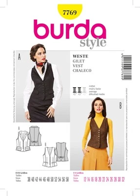 Burda Style Vest Sewing Pattern for Stylish Creations B7769 - Image 1 of 2