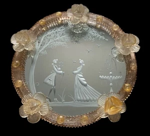 Spiegeltablett aus Muranoglas mit Zertifikat - Ø 34 cm - Handarbeit - Bild 1 von 10