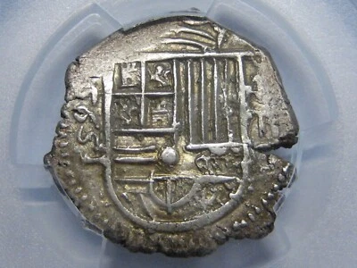 1595 GRANADA 2 REAL COB PCGS AU58 PHILIP II ASSAY F HIGH GRADE COLONIAL ERA - Image 1 of 4