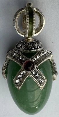 Russischer Emaille-Anhänger, gefertigt aus Silber mit Malachit, Email. - Bild 1 von 4