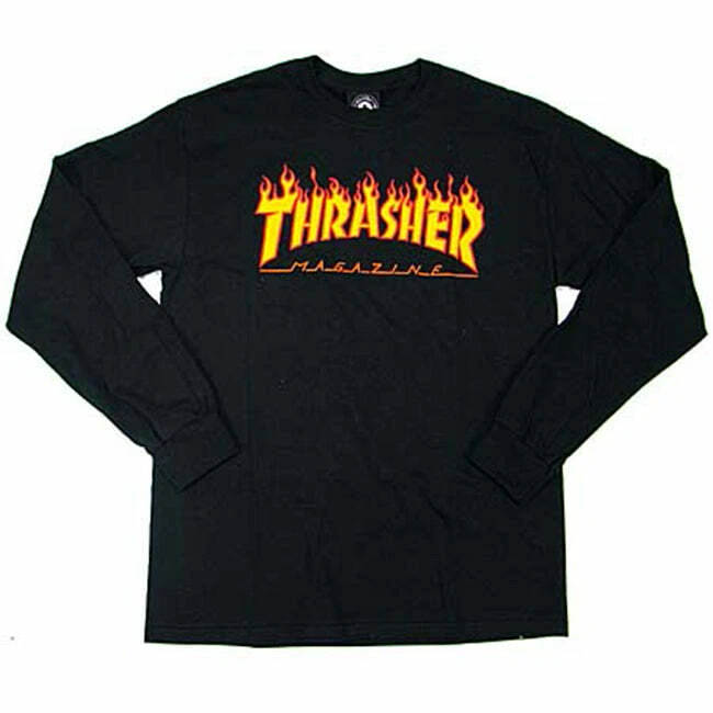 Thrasher - Flame Logo L/S Tee Black - image 1 of 1